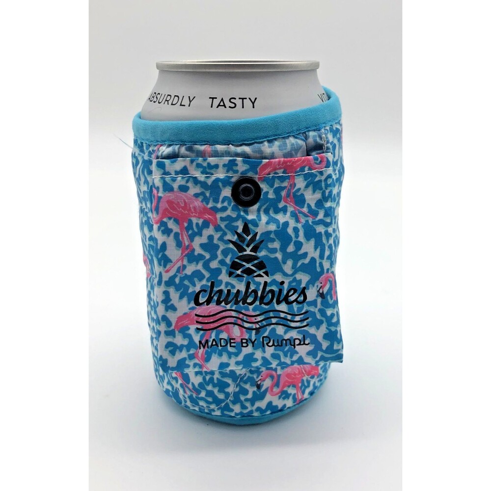 Rumpl x Chubbies Beer Blanket Koozie Blue Pink Flamingos Portable Party